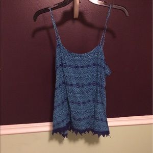 Blue Aztec spaghetti-strap tank top